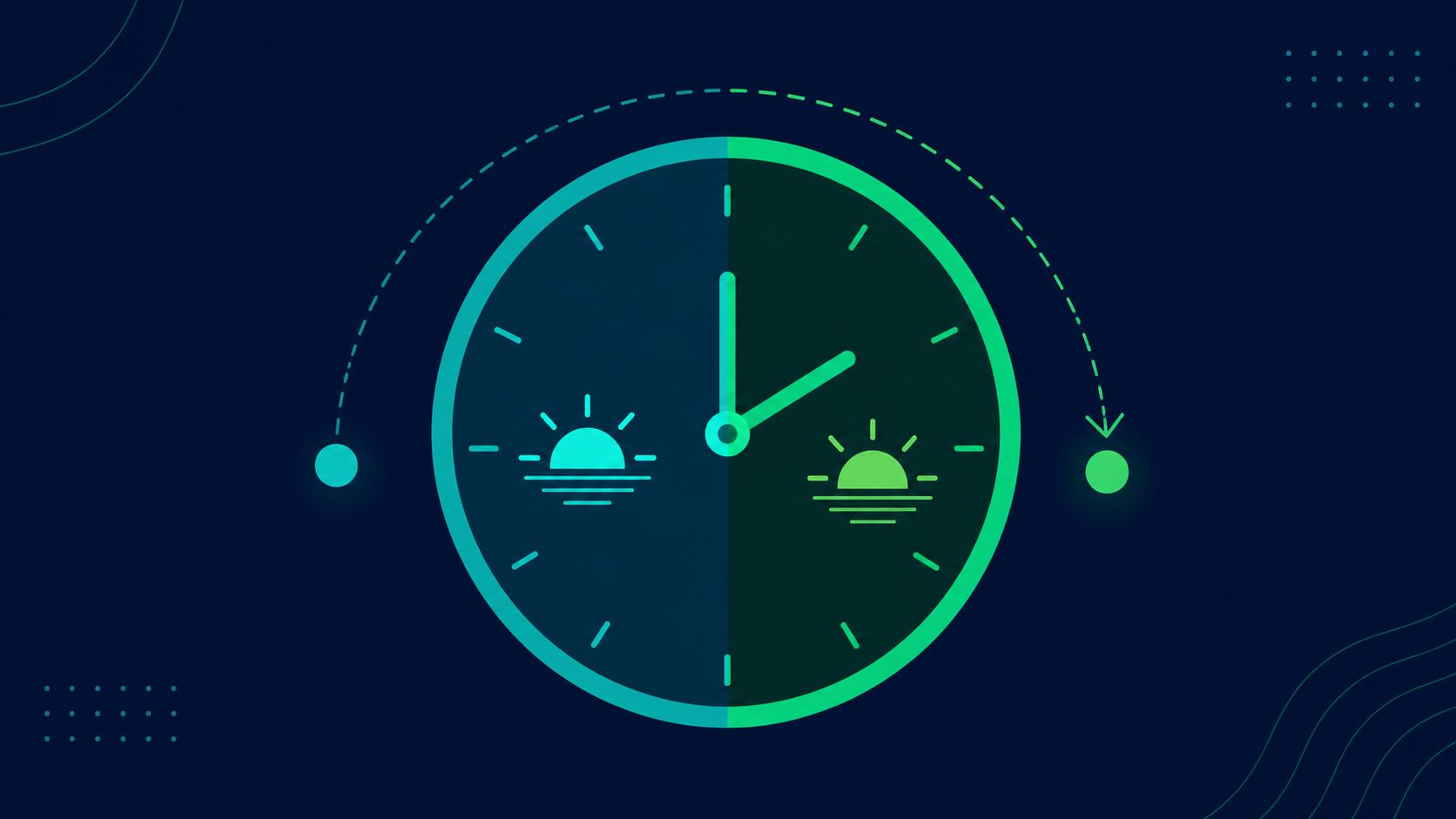 Clock illustration representing time zone handoff between in-house and outsourced development teams