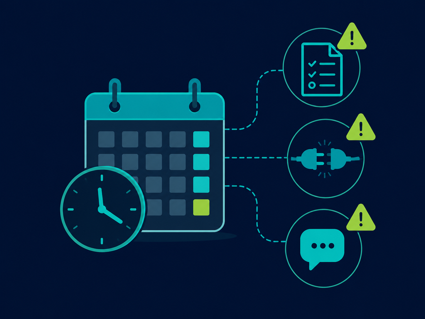 Calendar and clock illustration representing common causes of AI agent project delays
