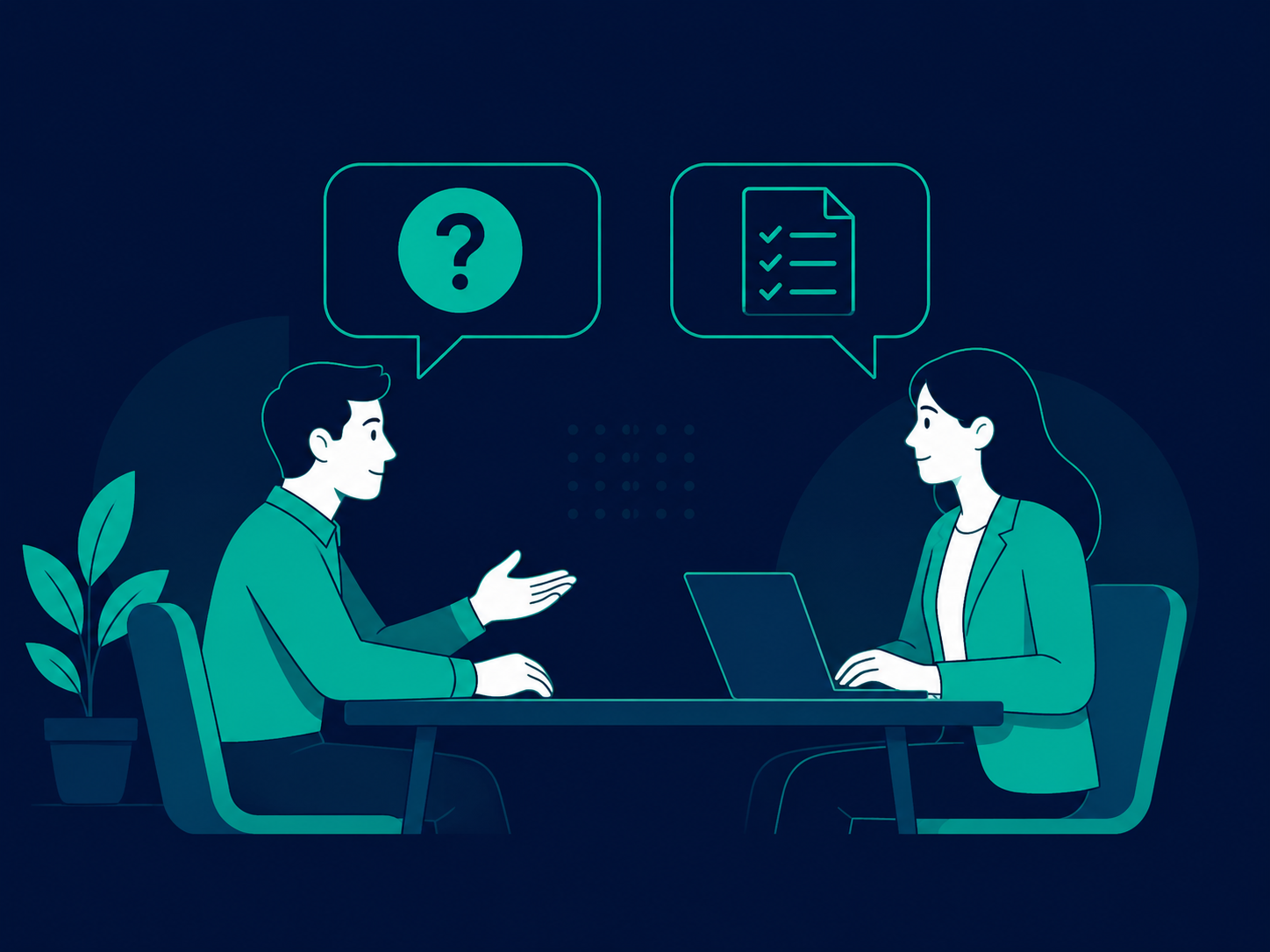 Illustration of a vetting conversation between a buyer and a software development partner